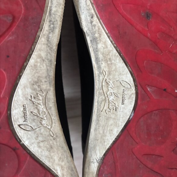 Christian Louboutin Applique Love Black Suede Loafers Slip on Sneakers 43 US 10 - Picture 15 of 16